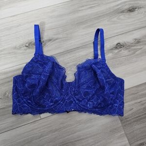 La Perla Elegant Blue Lace Balconette Bra Sz 3 /36